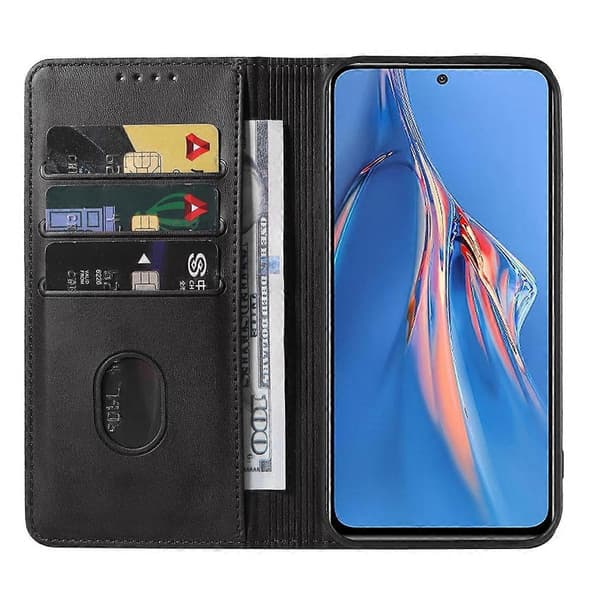 Magnetisk lukking lær telefonveske for Xiaomi Redmi Note 11E Pro Black
