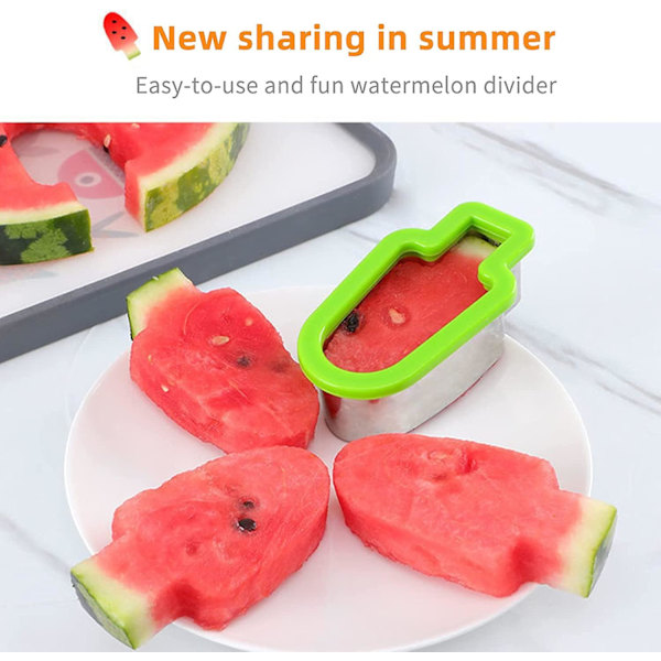 2 st Watermelon Cutter Melon Cutter för Kreativ Isglass Rostfritt Stål Cutter för Diy Frukt Biscuit Verktyg Green