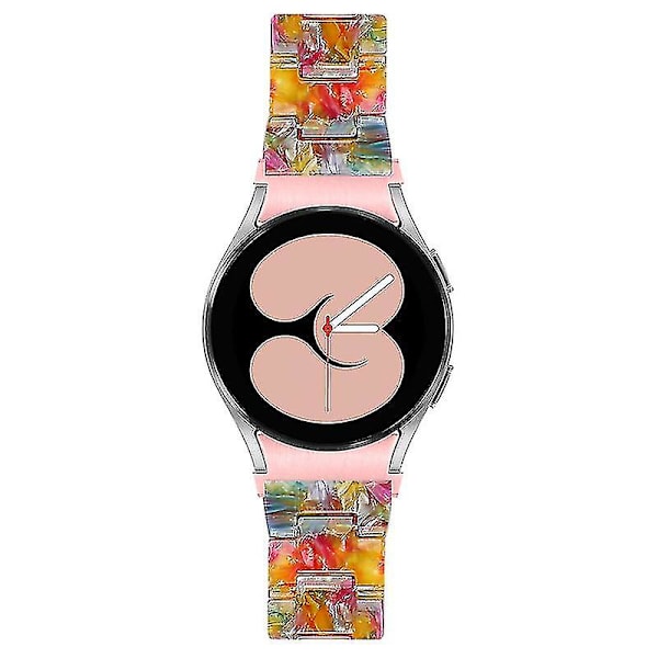 Til Samsung Galaxy Watch 5 40 mm / 44 mm / Watch 5 Pro 45 mm Resin urbånd i rustfrit stål med spændearmbånd Rainbow Candy