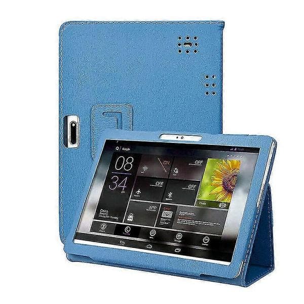 10/10,1 tommer ægte læder standercover til Android-tablets - 24x17cm PC beskyttelsesetui Blue