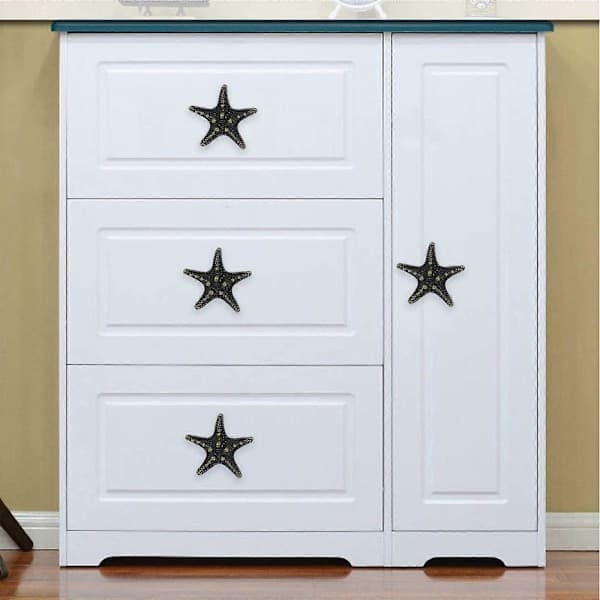 2 pcs Starfish Shaped Wardrobe Handles Knobs Pulls Drawer Knobs Door Knobs