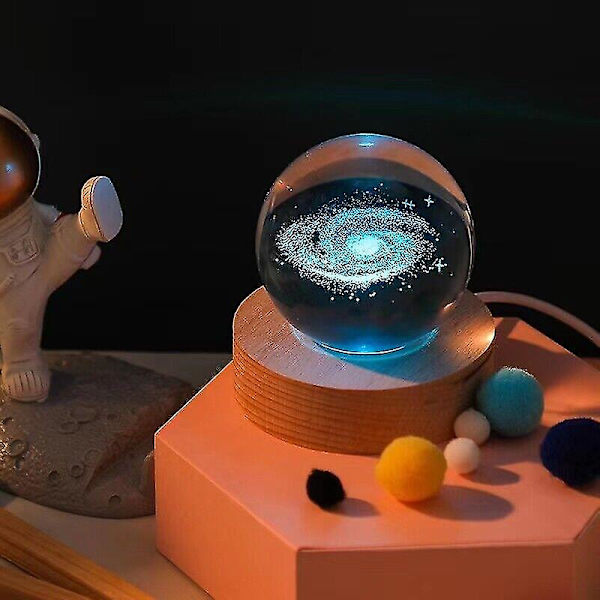 7 farver Planet 3d Krystalkugle Lasergravering Solar System Led Ball Light Gave Galaxy