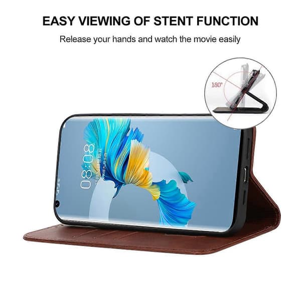 Magnetiskt läderfodral för Huawei Mate 40E 4G Brown
