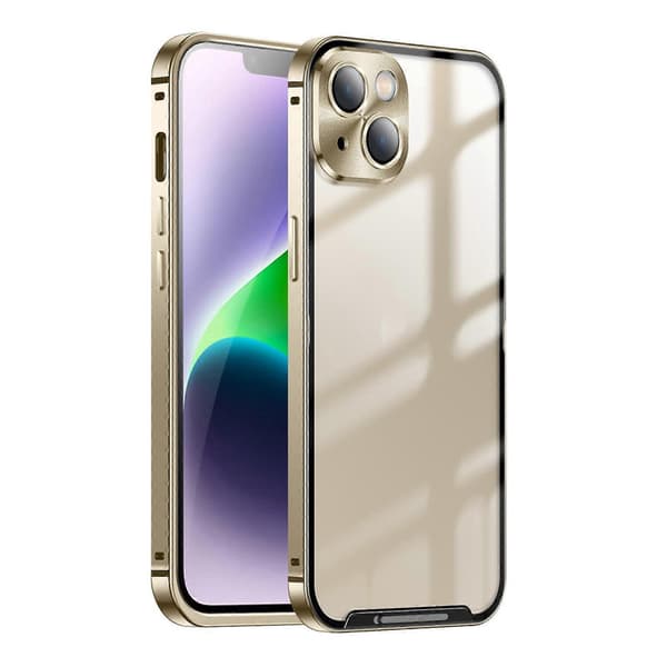 Frostet metal telefoncover til iPhone 14 Plus Gold