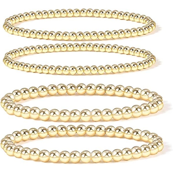 14k guldbelagte perlekuglearmbånd strækbare elastiske guldperlearmbånd til kvinder
