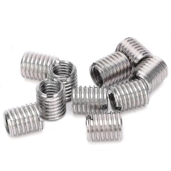100 stk M8*1,25 til M10*1,5 gjengede innsatsmuttere, rustfritt stål, 12 mm lengde, 9,0 mm bunnhull