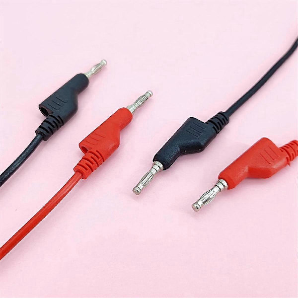 Multimeter Bananstik til Krokodille Alligator Klemme Test Probe, Bananstik til Bananstik Kabel 4PC blackred