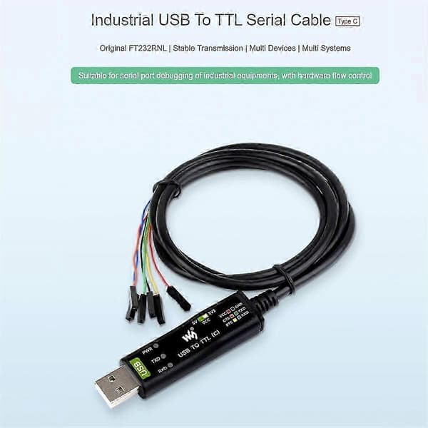 Industriel USB til TTL (C) 6-bens seriel modul kabel FT232RNL til 5 seriel port debugging modul Svart