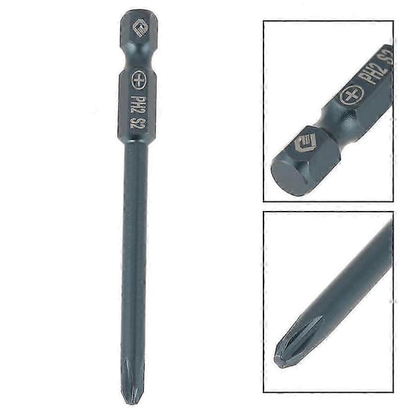 10 stk S2 stål krysshode PH2 skrutrekkerbitssett med 1/4 tomme sekskantskaft 75 mm