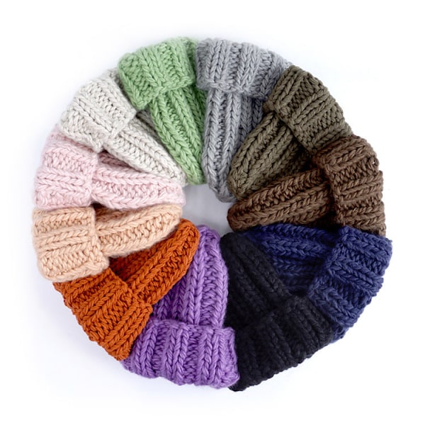 Strikket Beanie til Kvinder Vinter Ensfarvet Simpel Tyk Hue Udenrigshandel Varmt Ørebeskyttelse Beanie Coff Coffee Average size