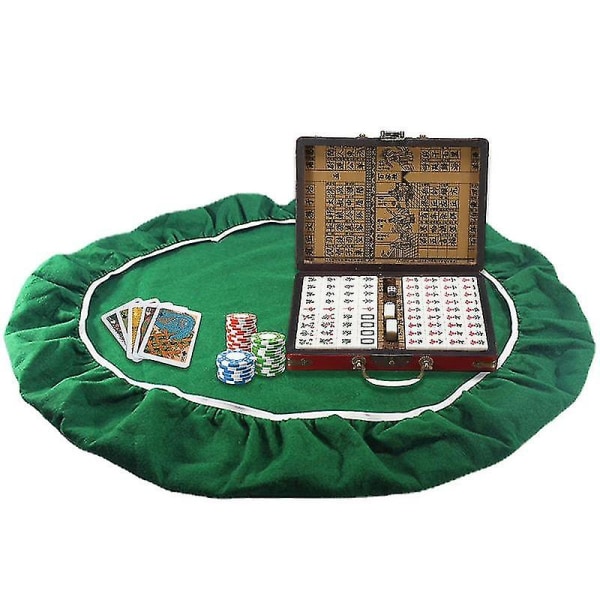 Spillebordtrekk Poker Bridgekort borddeksel Sirkulær filt Sklisikker elastisk duk for 36 til 48 tommer bordspilltilbehør