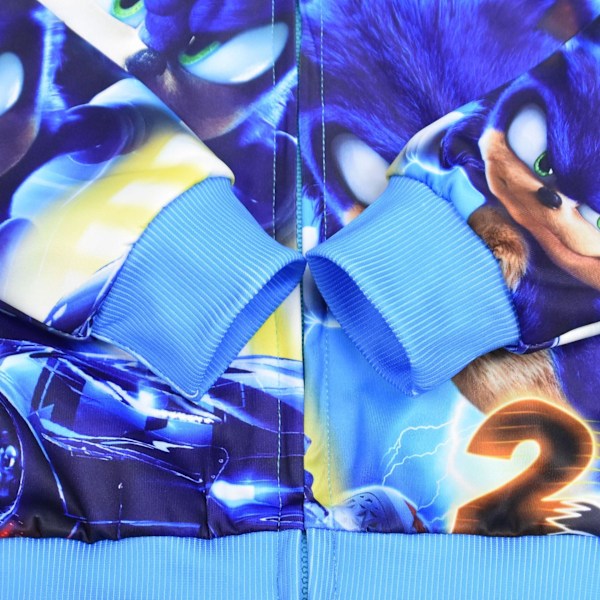 Sonic-sarjakuva digitaaliprintti vetoketjullinen hupputakki 120