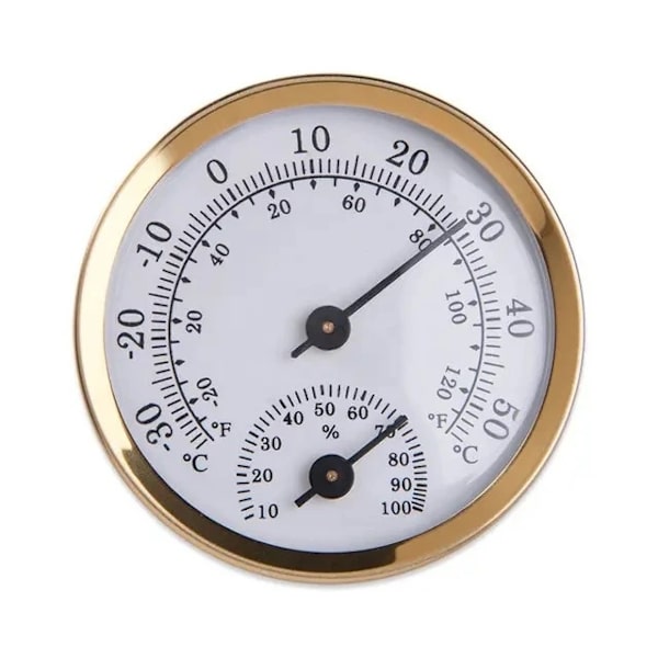 Analog inomhustermometer hygrometer guld Guld Gold