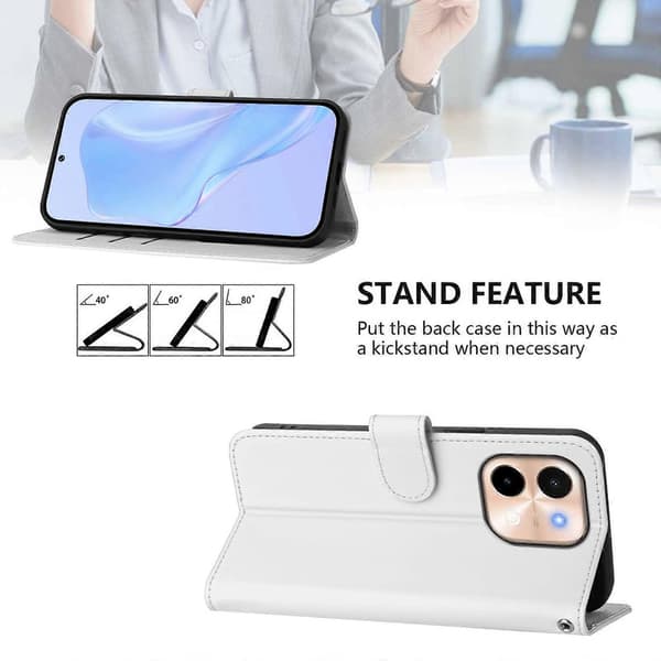 Solid Farge PU-deksel for vivo Y28 4G White