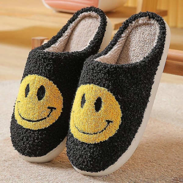 Tøfler Smiley Face Tøfler Dame Smil Tøfler Black 42-43