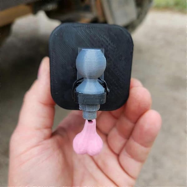 Sjovt anhængertrækdæksel, 2024 Ny 3D Tiny Hitch med Tiny Nuts Trailer Hook Cover med Tiny Nuts Hook Cover 2 stk. Black