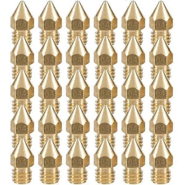 30 stk. Mk8 Dyse 0,4 mm 3D Printer Dyse Ekstruder Printhoved til 3D Printer -10 (Plastikboks 1 stk.)