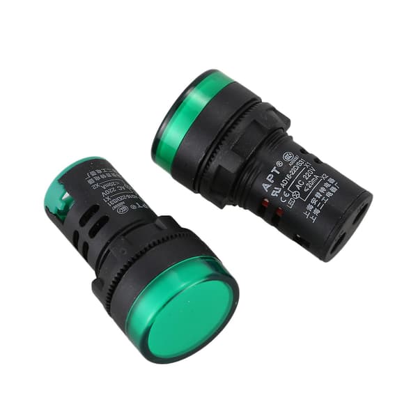 Sourcingmap 2 stk. AC220V Grønn LED Strømindikator Pilot Signallampe 22mm Dia
