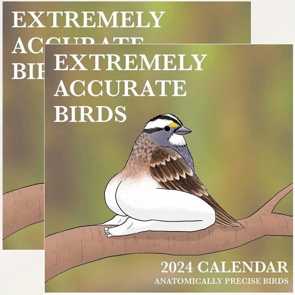 2024-kalender med ekstremt nøjagtige fugle, 2024-fuglekalender-vægkalender, sjove kalender-gag-gaver til familie, venner 2pcs