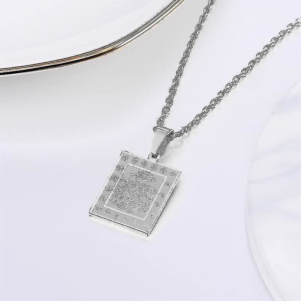 925 Sterling Silve Quran Ayatul Kursi Charm Hänge Halsband - 20 tum Silver