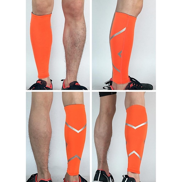 Sportkompressionstrumpor Benstöd Löpstrumpor Shin Splint Åderbråck Vaden Smärtlindring-WELLNGS Vit White XL