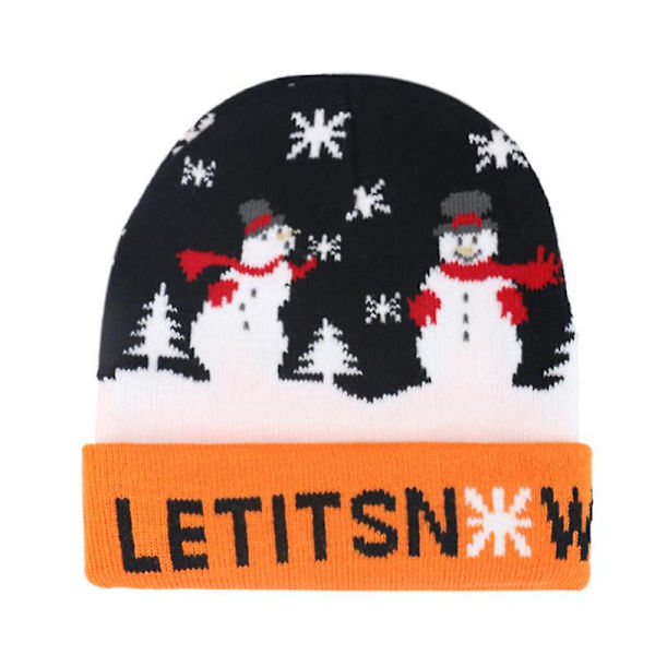 Jultomte Stickad Jacquardhatt för Barn Höst och Vinter Varm Pullovermössa Orange 42-50cm