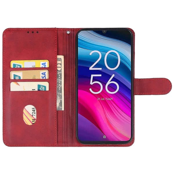 Læder telefoncover til TCL 505 Red