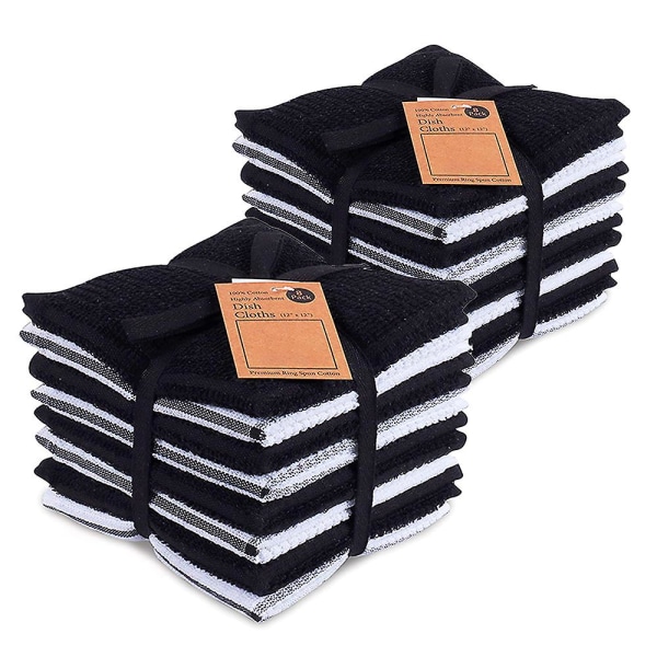 Disktrasor i bomull, 16-pack, ultramjuka och absorberande disktrasor, disktrasor för disk med hängögla, 12 X 12 tum, svart