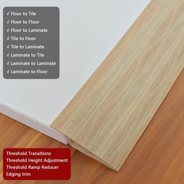 PVC Threshold Ramps, Threshold Bars, Threshold Reducers, Self-Adhesive Floor Transition Strips, Compensation Profile, 100 cm x 1 cm