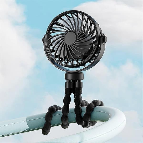 Bærbar Mini Blæksprutte Ventilator Baby Klapvogn USB Genopladelig Fleksibel Stativ Sammenfoldelig Ventilator