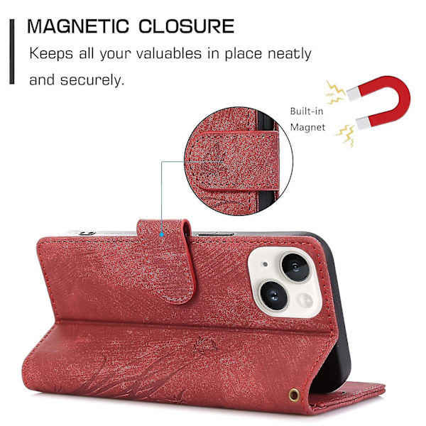 Orkide Lærveske for iPhone 13 Red