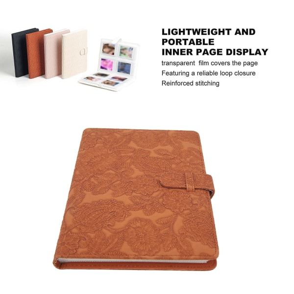 128 lommer Fotoalbum For Fujifilm Instax Mini 12 11 Instant Camera Album Pages Card Collector Vintage Pictures Album Brown Relief