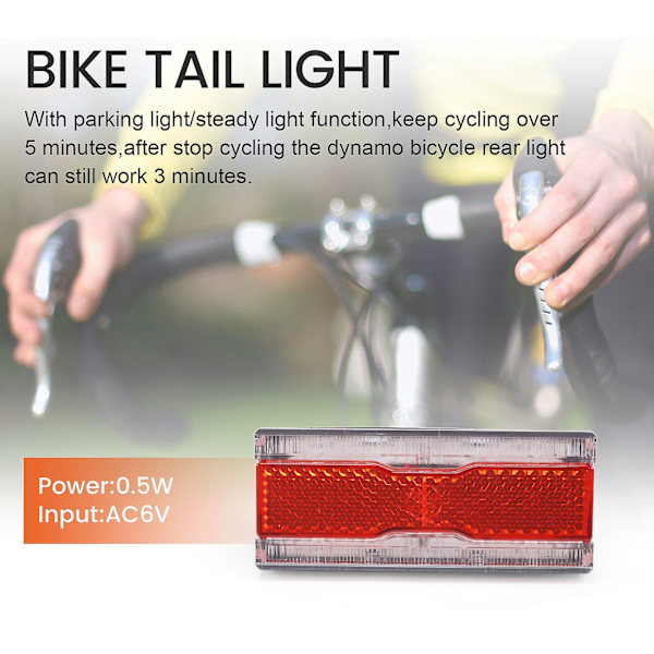 Cykel Dynamo Bakljus Med Parkeringsljus Ac 6v 0,5w Led Cykelbaklykta Passar 50mm Monteringshål Cykelhållare Bärlampa as shown