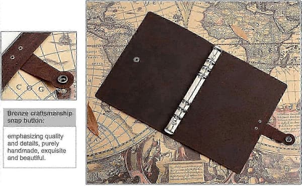 A5 Læder Dagbog, 6 Ringbind Rejse Notesbog, Genopfyldelig Padfolio Med Læderspænde, Mørkebrun Læder Planner_cdb1