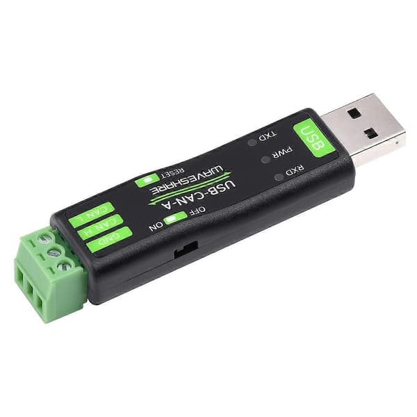 Waveshare USB til CAN-adapteranalysator modell A, STM32-brikkeløsning, flere arbeidsmoduser, kompatibel med flere systemer Svart