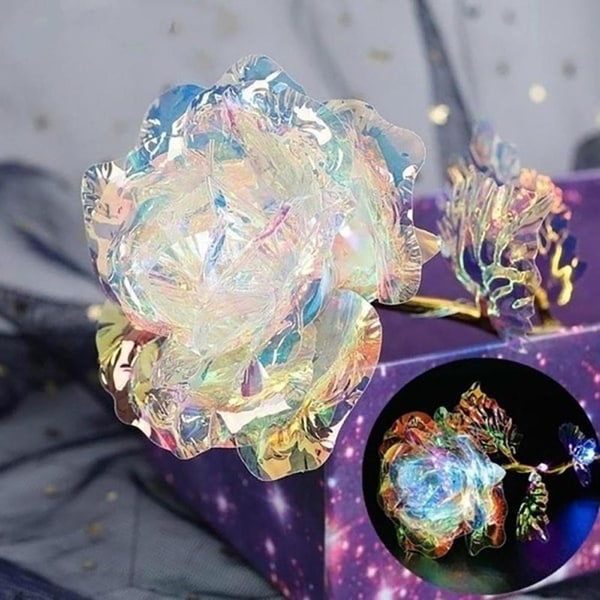Simulation Rose Immortal Ystävänpäivä Bouquet Gold Foil Anniversary Festival LED-kukka kotiin String-Light