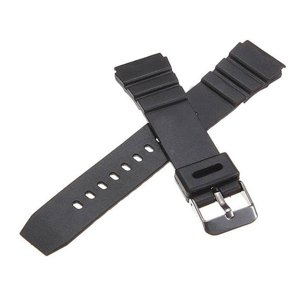 Klokkereim Silikon (Digital klokke etc) Sort - Flere størrelser Sort Black 20 mm