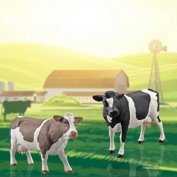 Dyrmodell Solid Nøye Utførelse Plast Simmental Ku Dyremodell for Skrivebordsdekorasjon A