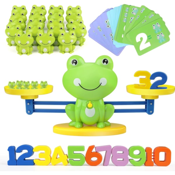 Opetuslelu STEM-lelu, laskentapeli-lahjalelut 3–9-vuotiaille pojille, tytöille, lapsille matematiikkaa kehittävä lelu, sammakko, kortti ja numerot