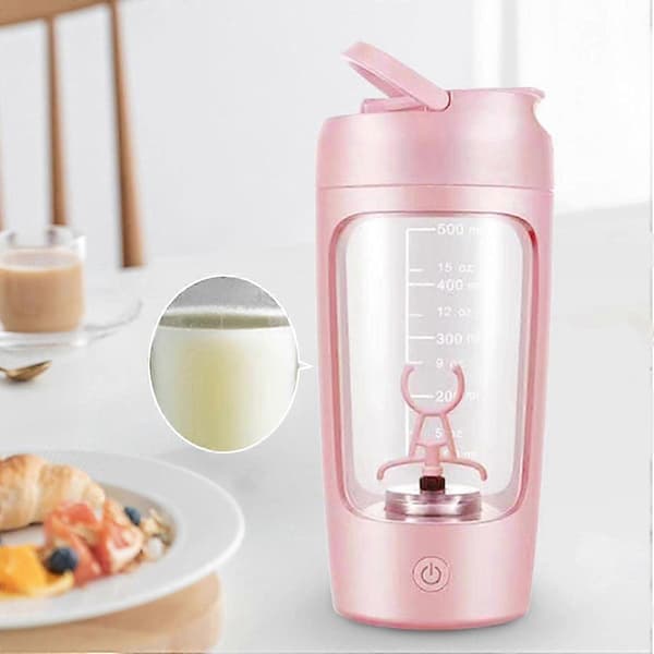 Sähköinen proteiinisekoitinpullo, ladattava proteiinisekoitinpullo, tehosekoitinpullo, sekoitinkuppi, urheilusekoitin proteiinille Pink