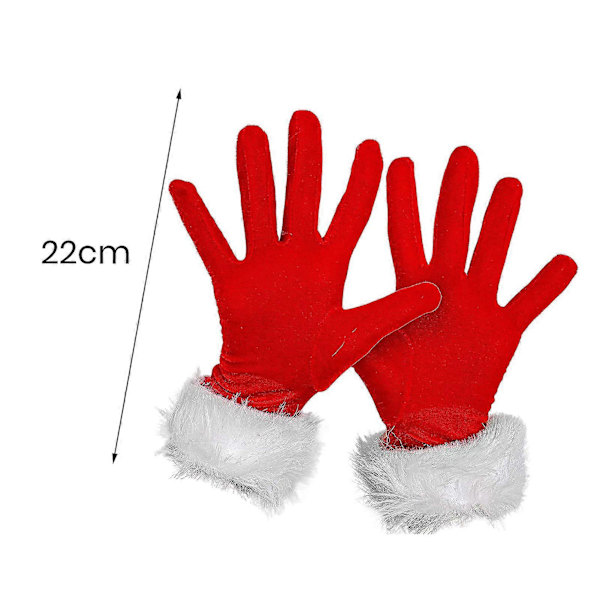 1 par julevinterhansker termisk fargematchende myk plysj full fingre unisex elastisk antislip nyttårsfestlig utendørs lekeskihansker Red