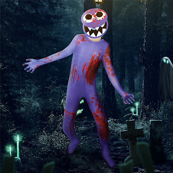 Halloween Rainbowfriends Kids Cosplay Kostyme Roblox Skummel Lilla Rainbow Friends Playsuit Jumpsuit 5-6 Years