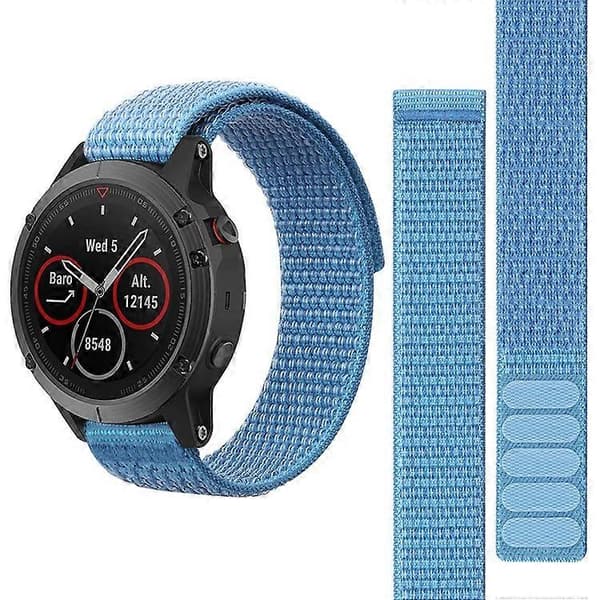 Kompatibel med Garmin Forerunner 965 / 955 / 945 / 935 Justerbar Urrem Syet Nylon Loop Håndledsrem Azure