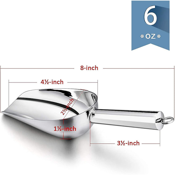 6 Ounce Iskopa Set Av 2, Små Rostfria Skopor För Isbit/godis/mjöl/socker, Metallverktygsskopor För Behållare, Bakning, Kökspentry,