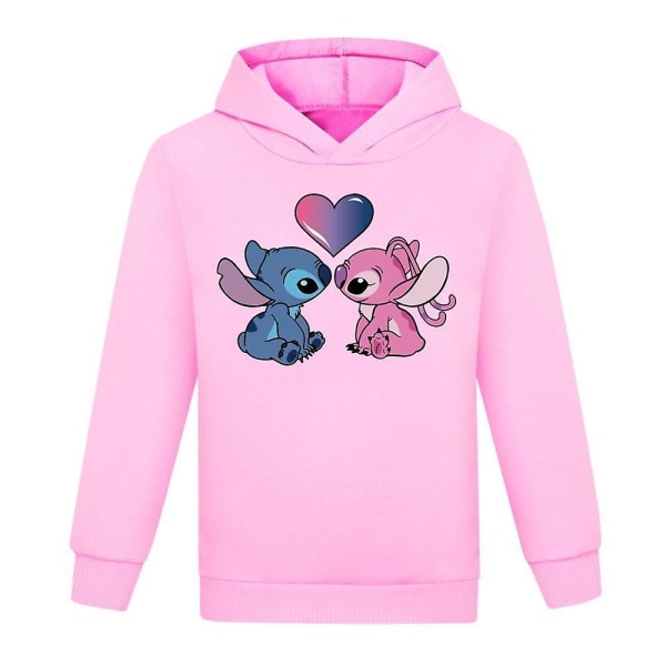 Lilo och Stitch Hoodies Toppar Barn Pojkar Flickor Långärmad Casual Pullover Jumper Huvtröja Julgåvor Pink 13-14 Years