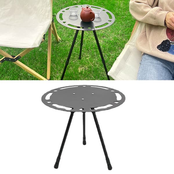 Outdoor Foldable Small Round Table Portable Height Adjustable Aluminum Alloy Lightweight Foldable Round Camping Table