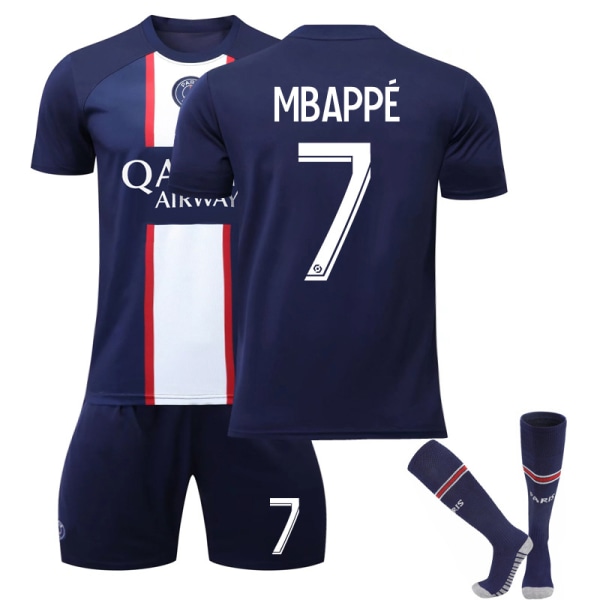 Mbappe Kids Football Kits Fotbollströja Träningsdräkt 22/23 Hem new Fotbollssatser 22(120-130CM)