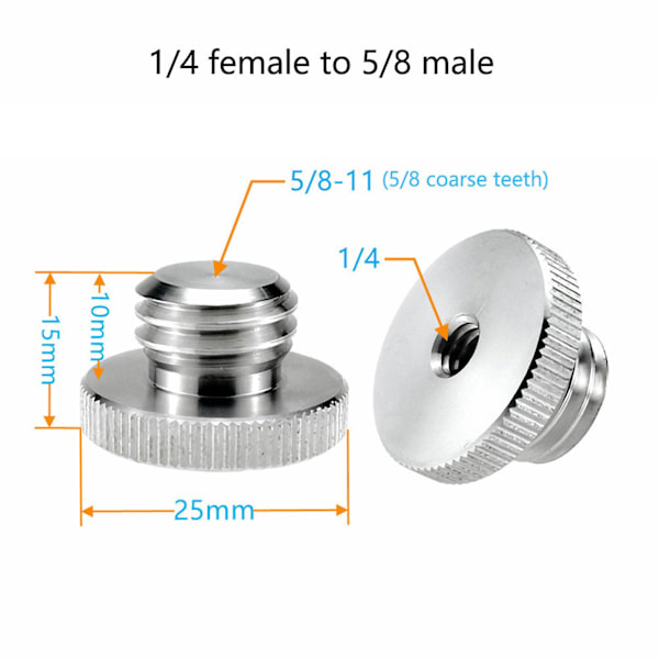 Mikrofonstativadapter 1/4\" hun til 5/8\" han egnet til kamerastativ