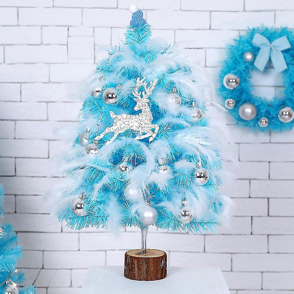 Feather Christmas Tree Mini Blå Rosa Dekoration Cedar Desktop_a Blue