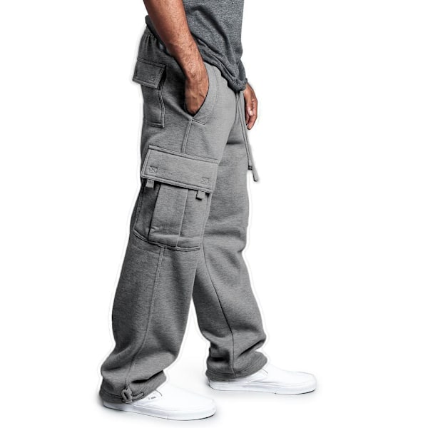 Nya Lediga Rak Overaller med Flera Fickor för Män Light Gray M
